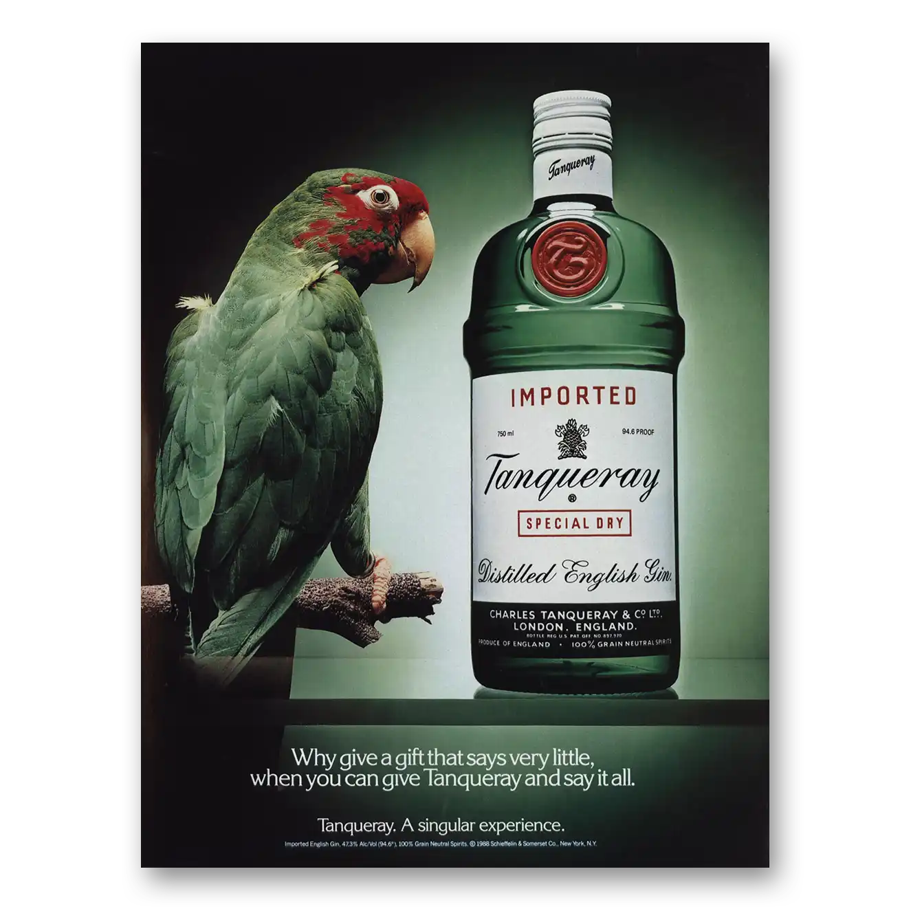 1989 Tanqueray Gin Why Give Gift That Says Very Little Vintage Magazine Print Ad