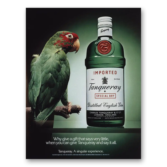 1989 Tanqueray Gin Why Give Gift That Says Very Little Vintage Magazine Print Ad