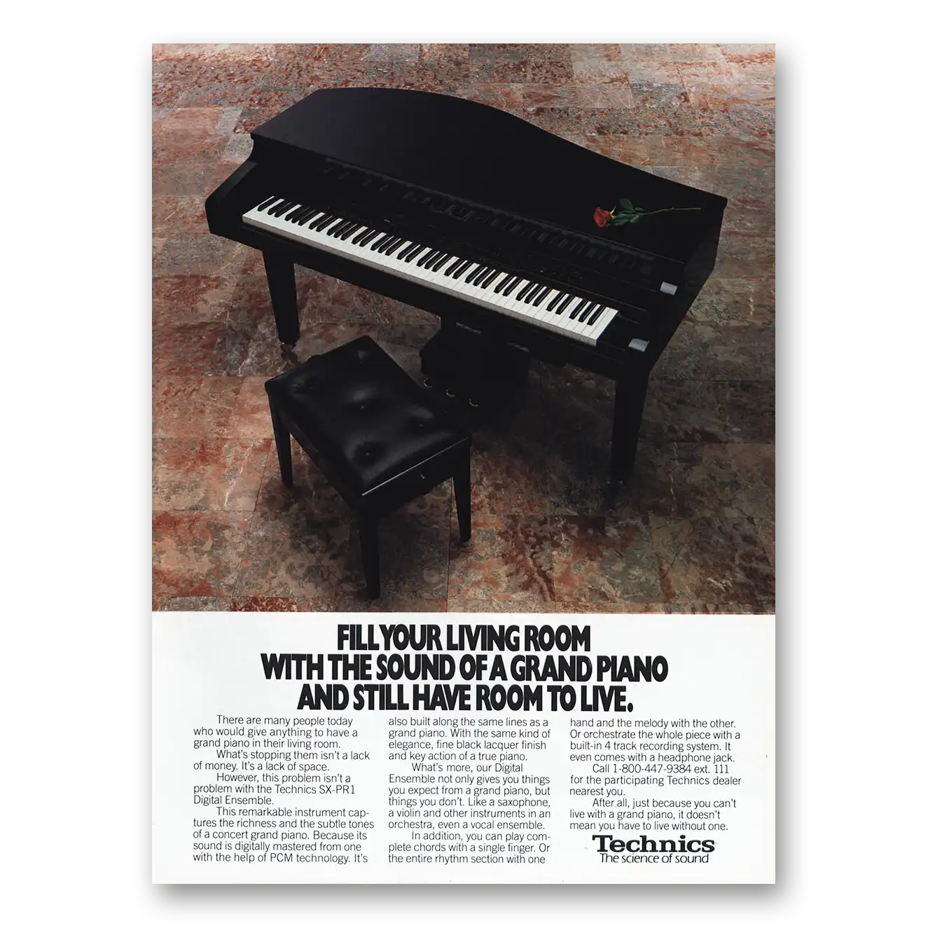 1989 Technics Digital Ensemble Sounds of Grand Piano Vintage Magazine Print Ad