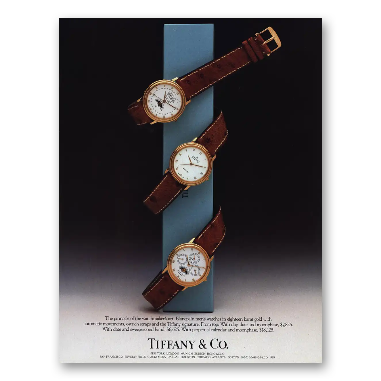 1989 Tiffany & Co Watches Pinnacle of the Watchmakers Art Vintage Magazine Print Ad