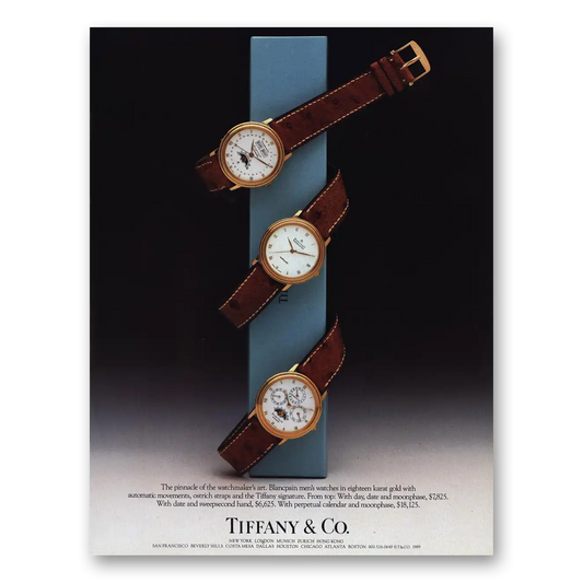 1989 Tiffany & Co Watches Pinnacle of the Watchmakers Art Vintage Magazine Print Ad