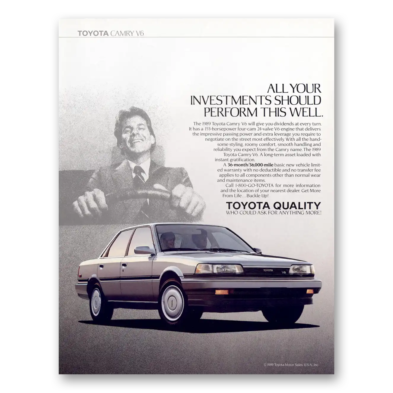 1989 Toyota Camry All Your Investments Vintage Magazine Print Ad