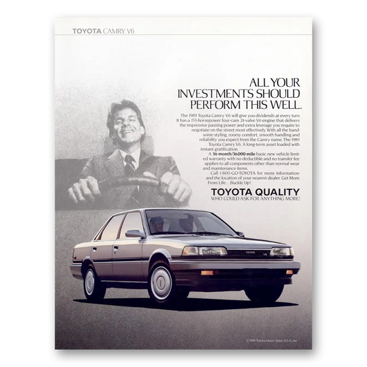 1989 Toyota Camry All Your Investments Vintage Magazine Print Ad