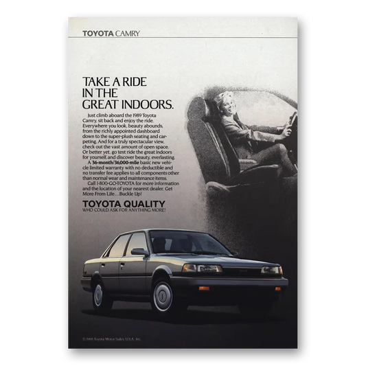 1989 Toyota Camry Take a Ride In the Great Indoors Vintage Magazine Print Ad