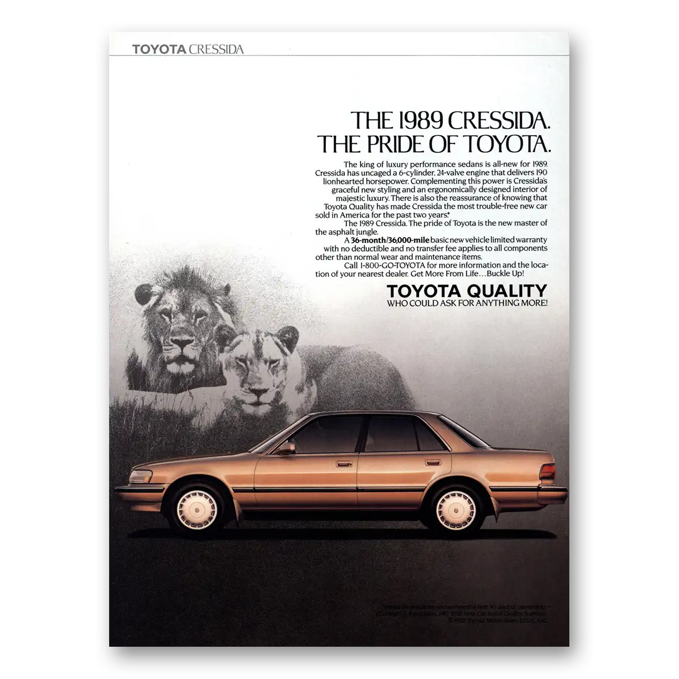 1989 Toyota Cressida Pride of Toyota Vintage Magazine Print Ad