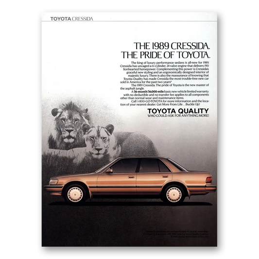 1989 Toyota Cressida Pride of Toyota Vintage Magazine Print Ad