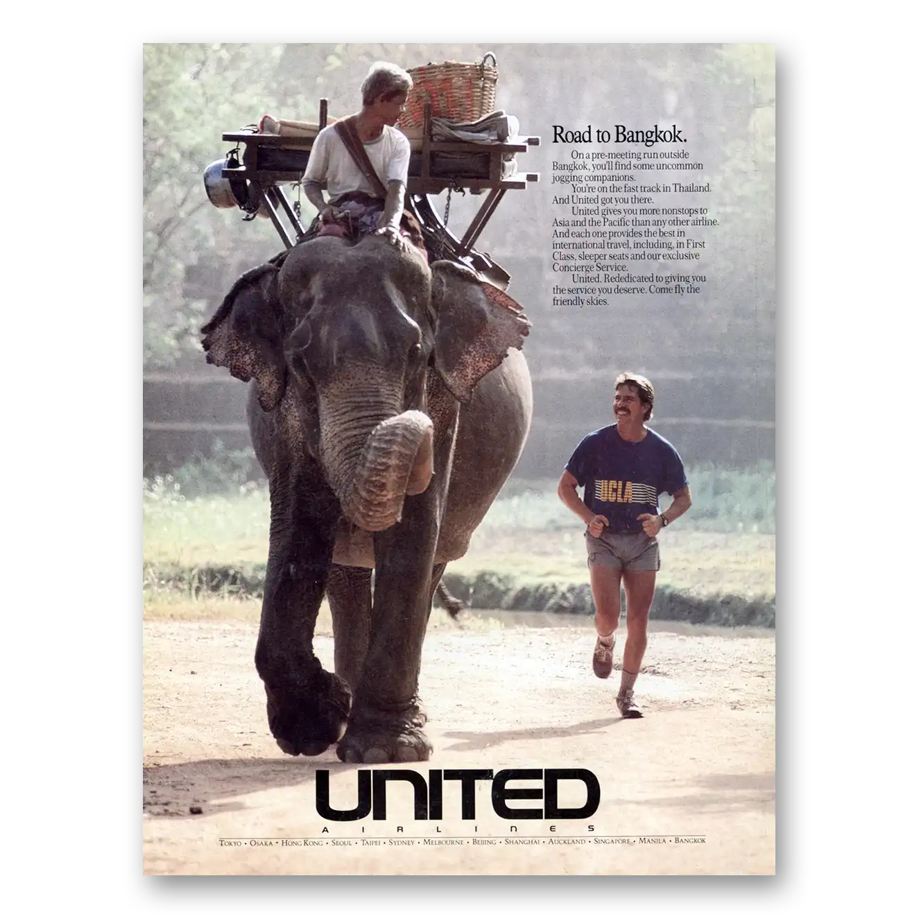 1989 United Airlines Road to Bangkok Vintage Magazine Print Ad