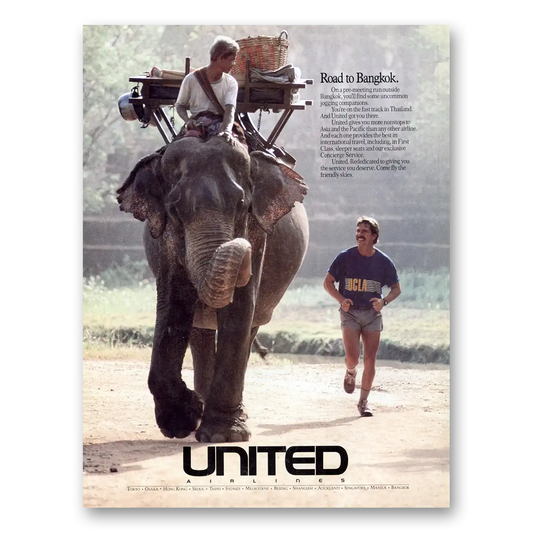 1989 United Airlines Road to Bangkok Vintage Magazine Print Ad