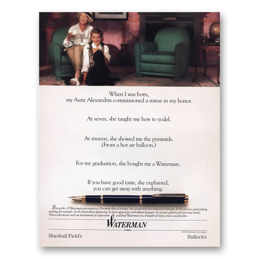 1989 Watermans Pen When I Was Born Aunt Alexandria Vintage Magazine Print Ad