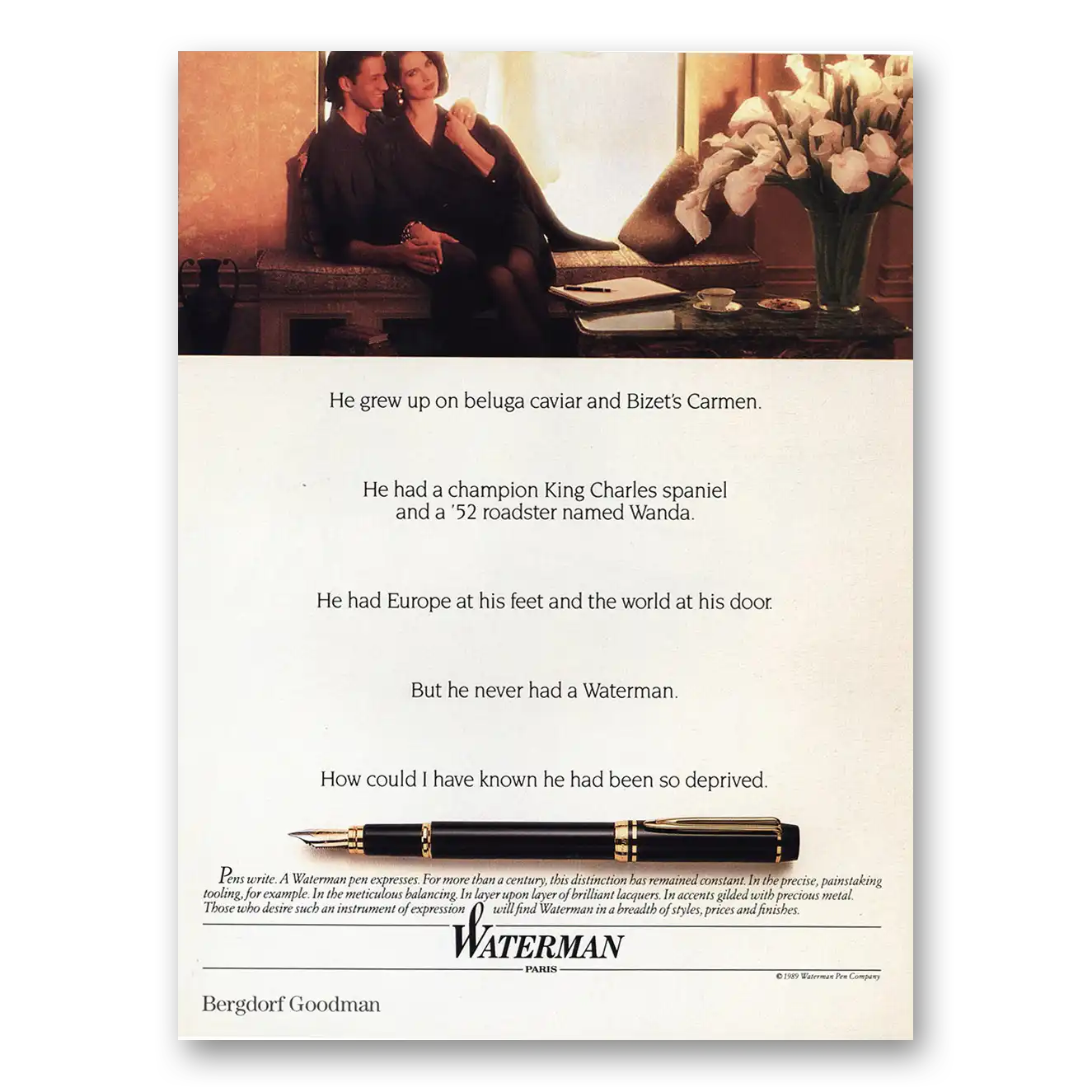 1989 Watermans Pen He Grew Up On Beluga Caviar Vintage Magazine Print Ad