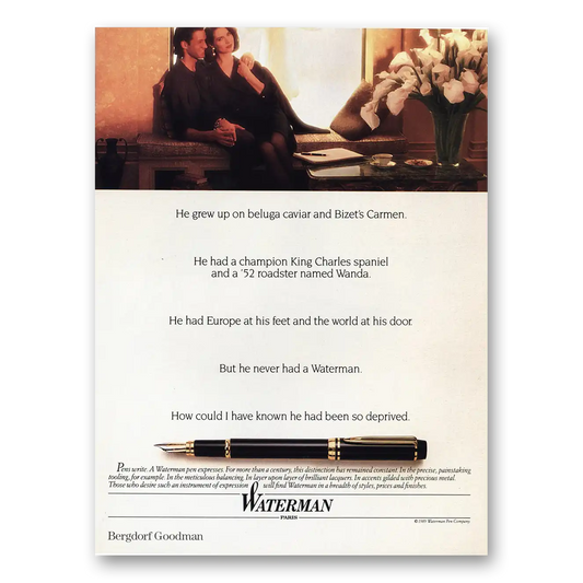 1989 Watermans Pen He Grew Up On Beluga Caviar Vintage Magazine Print Ad