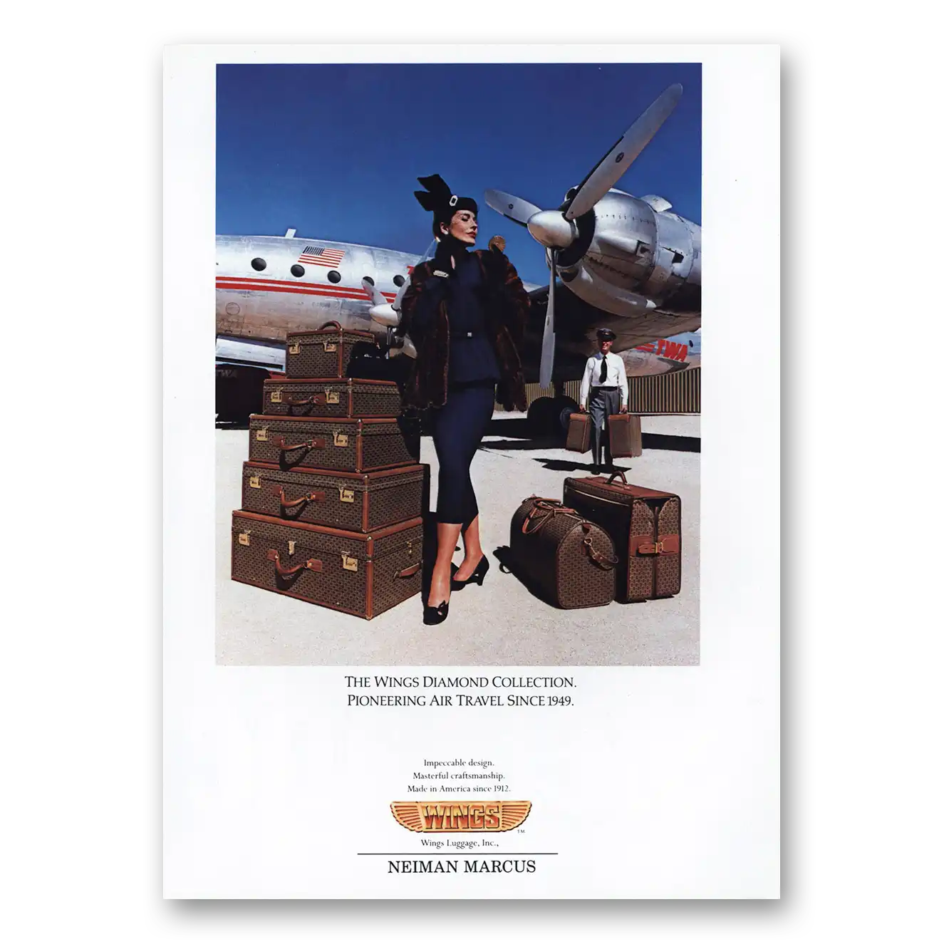 1989 Wings Diamond Collection Luggage Pioneering Air Travel Vintage Magazine Print Ad