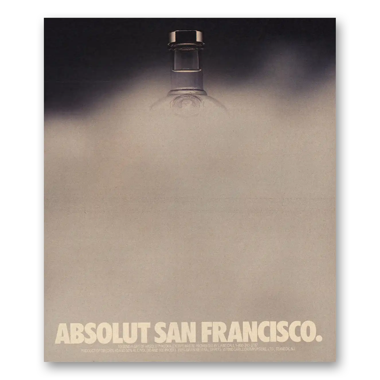 1990 Absolut Vodka Absolut San Francisco Vintage Magazine Print Ad