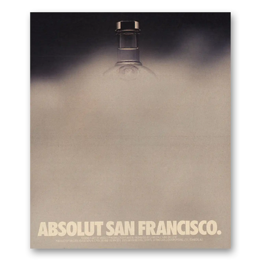 1990 Absolut Vodka Absolut San Francisco Vintage Magazine Print Ad