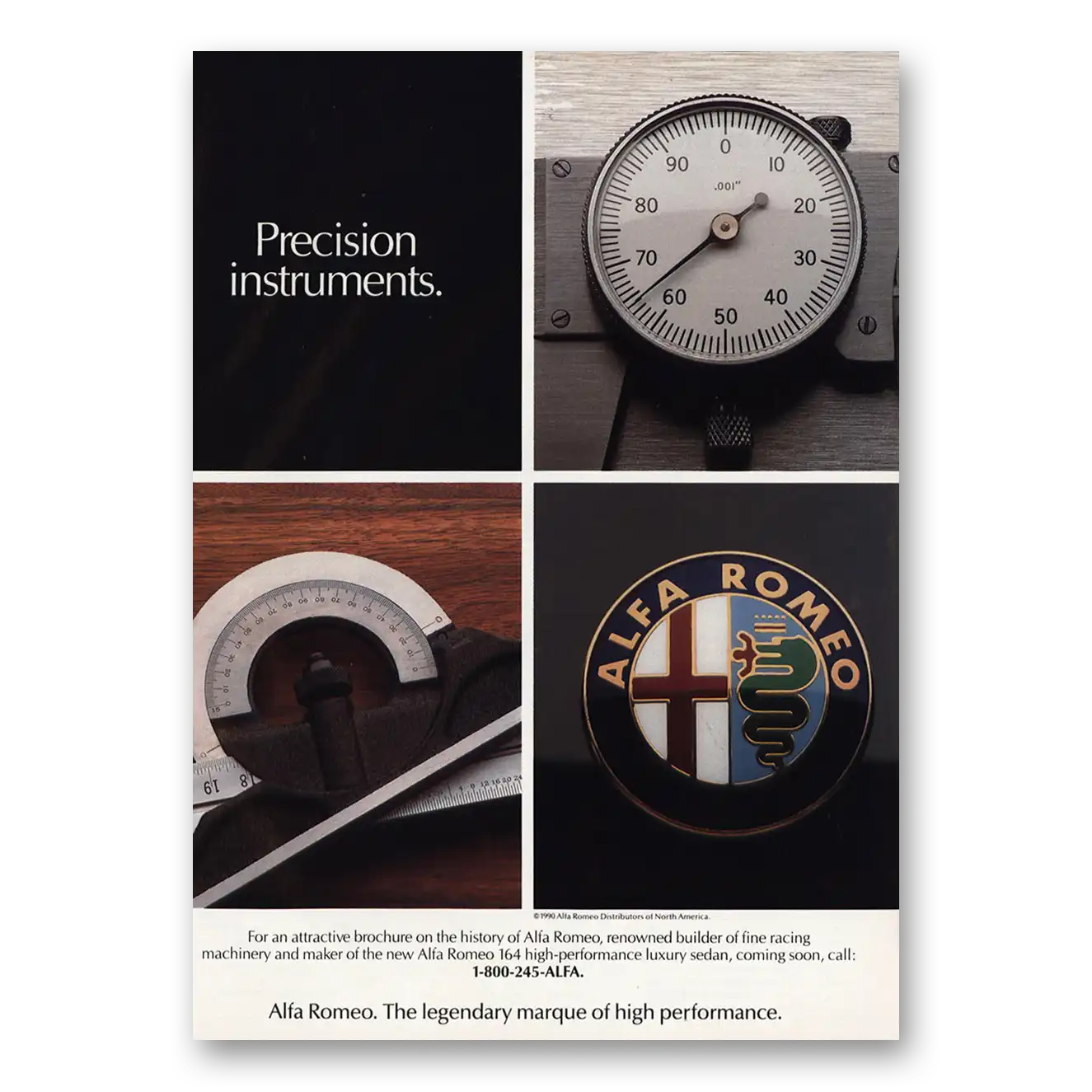 1990 Alfa Romeo Precision Instruments Vintage Magazine Print Ad