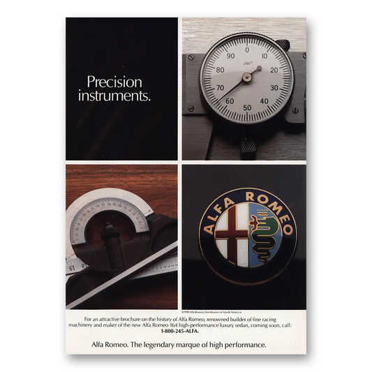 1990 Alfa Romeo Precision Instruments Vintage Magazine Print Ad