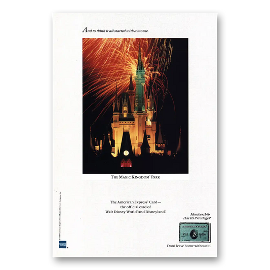 1990 American Express Walt Disney World Vintage Magazine Print Ad