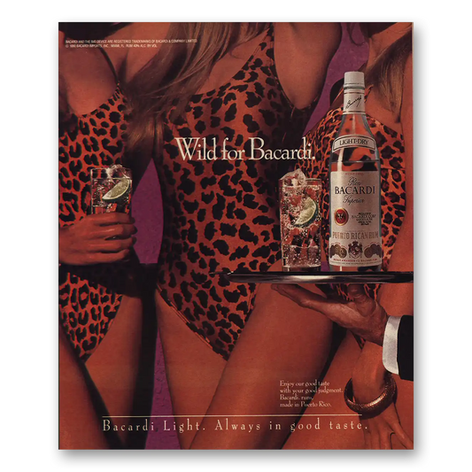 1990 Bacardi Wild for Bacardi Vintage Magazine Print Ad