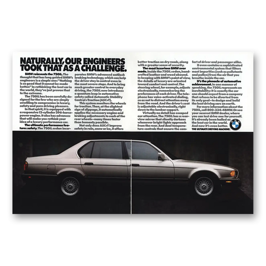 1990 BMW 7 Series Engineers Took That As Challenge Vintage Magazine Print Ad