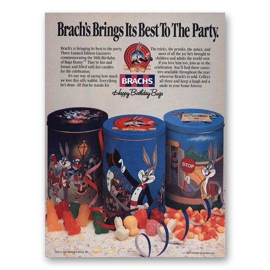 1990 Brachs Candy Happy Birthday Bugs Vintage Magazine Print Ad