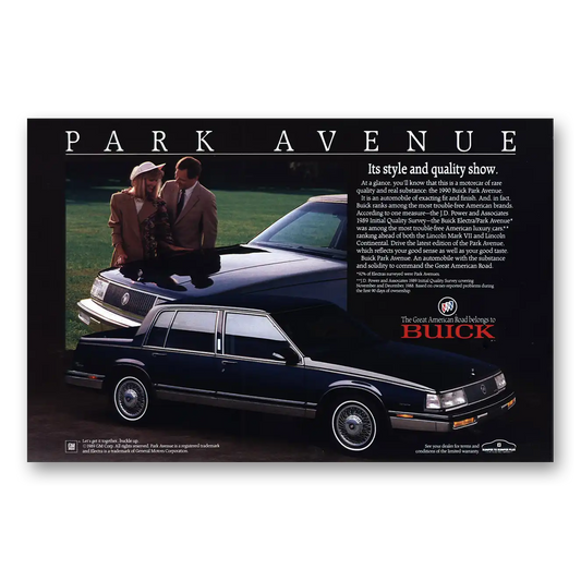 1989 Buick Park Avenue Style and Quality Show Vintage Magazine Print Ad