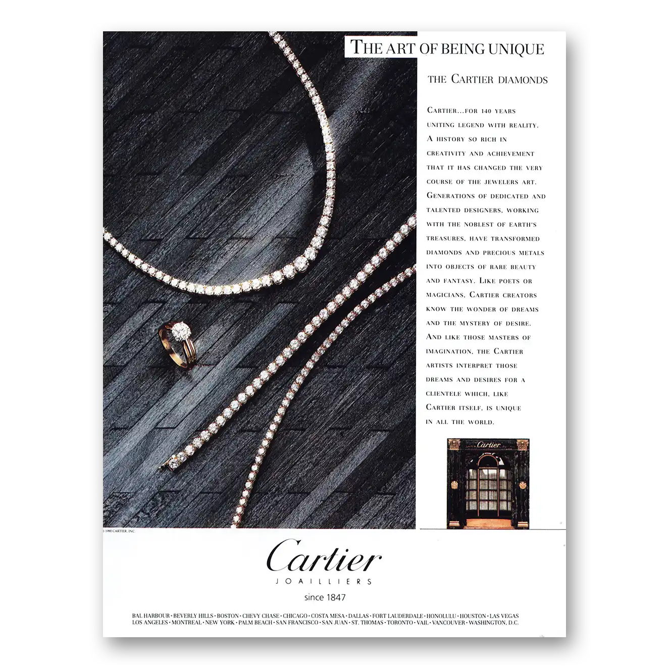 1990 Cartier Art of Being Unique Vintage Magazine Print Ad