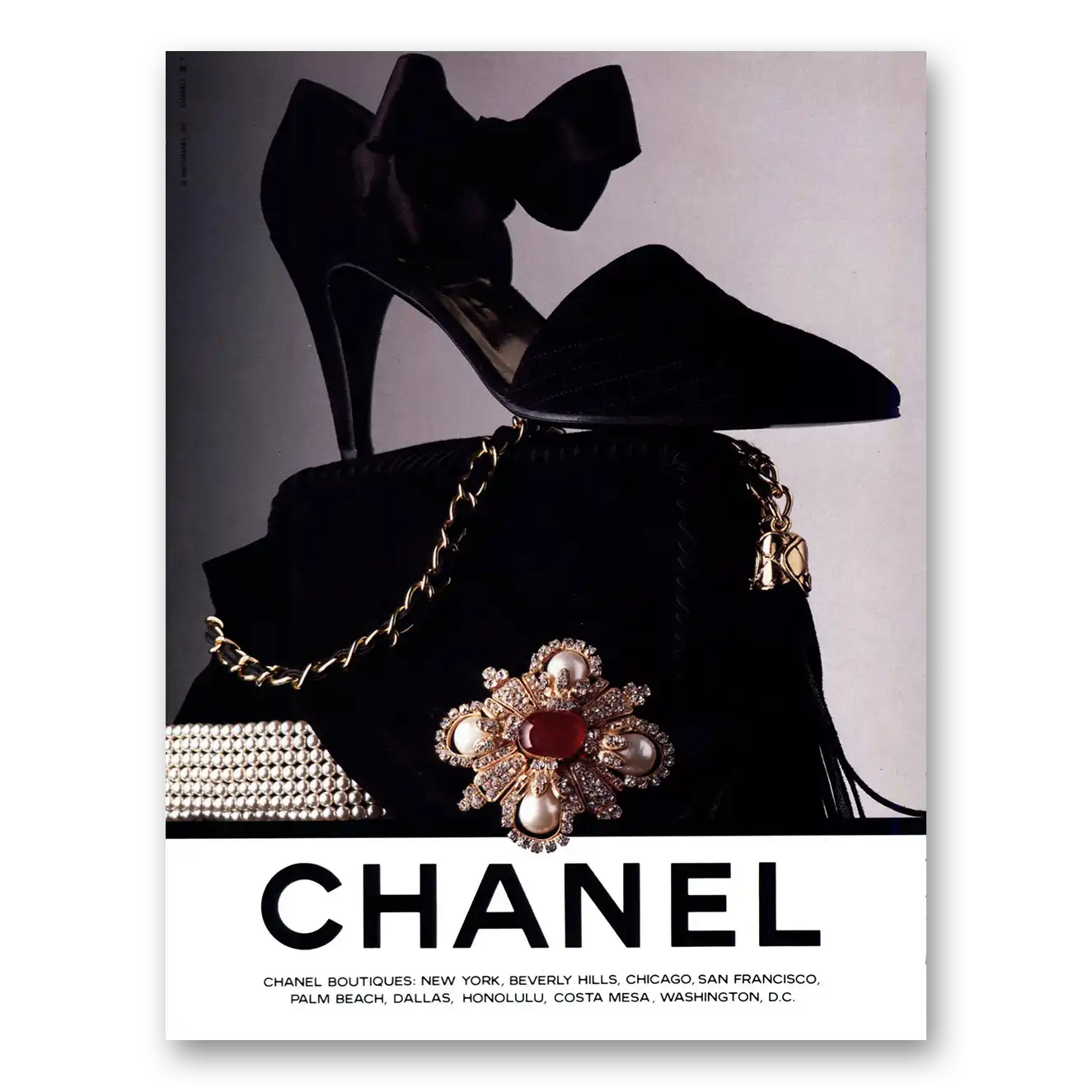 1990 Chanel Shoes and Purse Vintage Magazine Print Ad