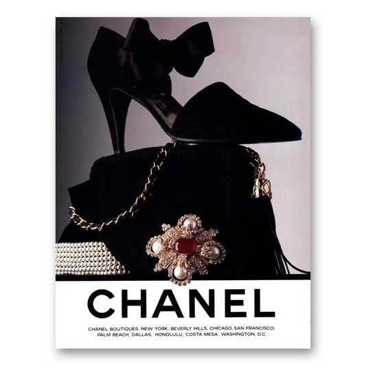 1990 Chanel Shoes and Purse Vintage Magazine Print Ad