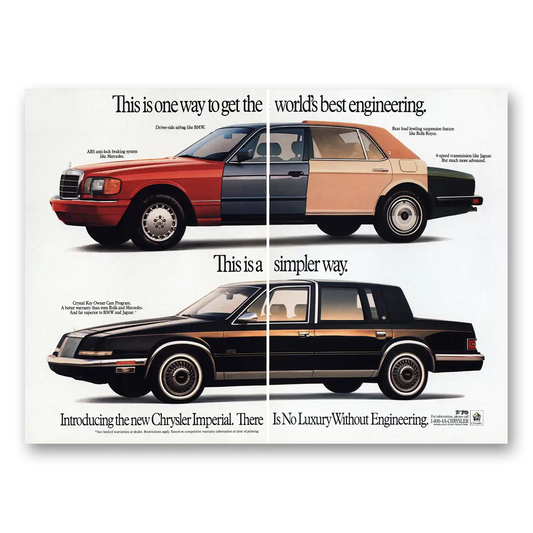 1990 Chrysler Imperial Best Engineering Vintage Magazine Print Ad