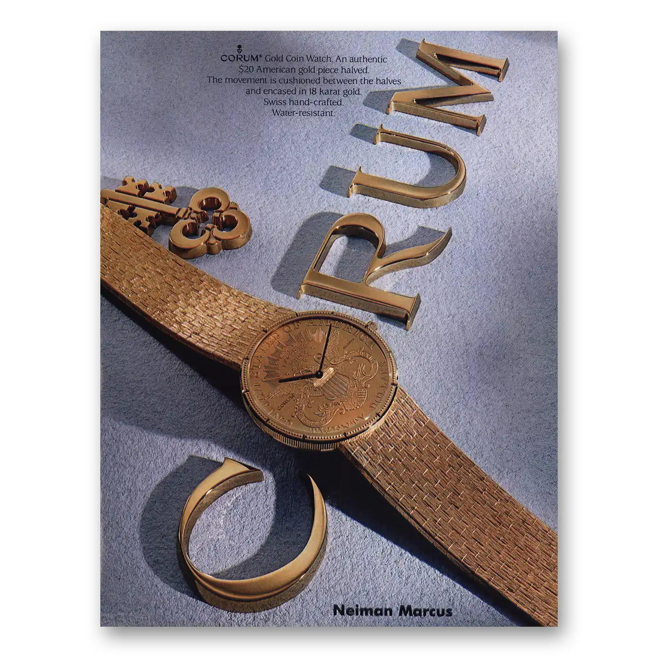 1990 Corum Watch Gold Coin Watch Vintage Magazine Print Ad