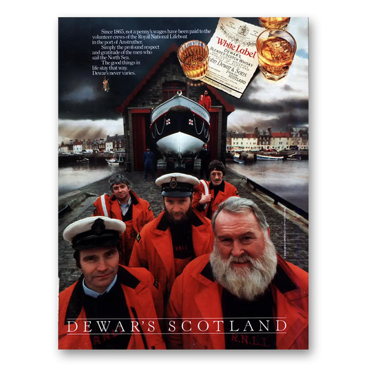 1990 Dewars White Label Royal National Lifeboat Vintage Magazine Print Ad