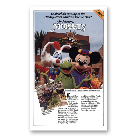 1990 Walt Disney World Jim Hensons Muppets Vintage Magazine Print Ad