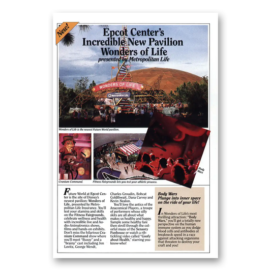 1990 Walt Disney World Wonders of Life Pavilion Vintage Magazine Print Ad