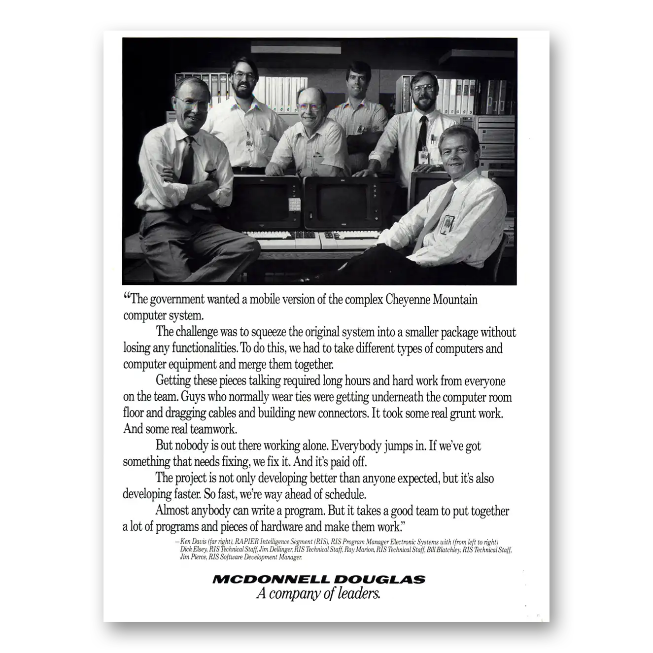 1990 McDonnell Douglas Computer Systems Cheyenne Mountain Computer System Vintage Magazine Print Ad