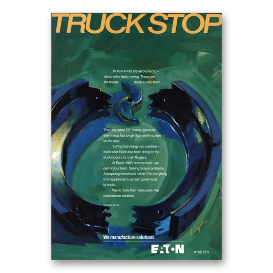 1990 Eaton Manufacturing Truck Stop Vintage Magazine Print Ad