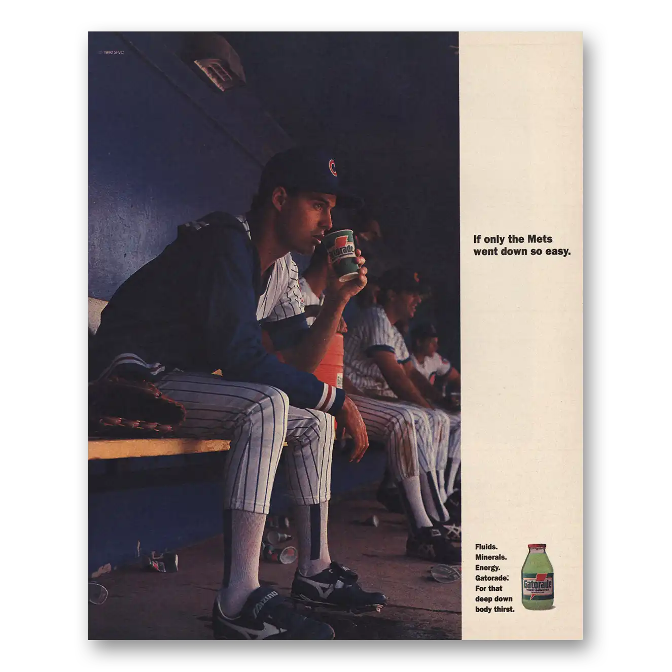 1990 Gatorade Only the Mets Went Down So Easy Chicago Cubs Vintage Magazine Print Ad