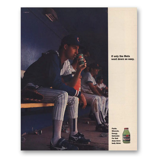 1990 Gatorade Only the Mets Went Down So Easy Chicago Cubs Vintage Magazine Print Ad