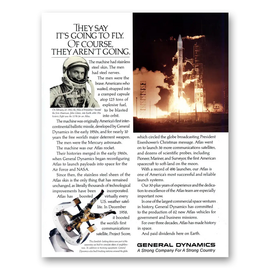 1990 General Dynamics They Say Its Going To Fly Vintage Magazine Print Ad