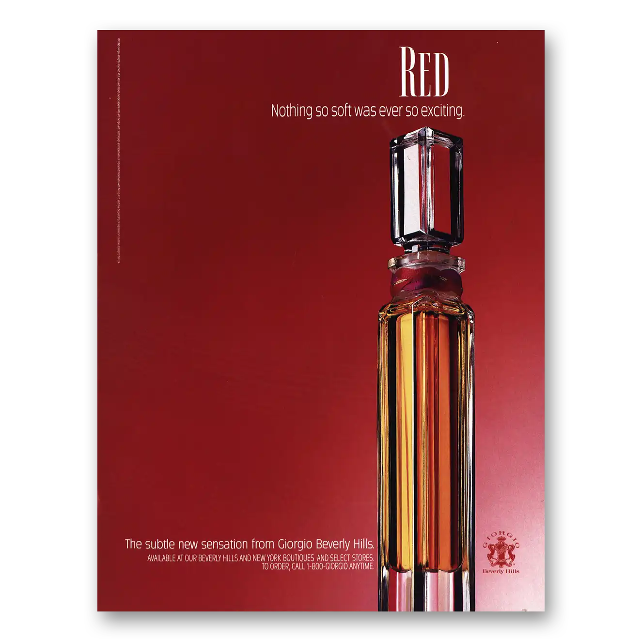 1990 Giorgio Beverly Hills Red Nothing So Soft Was Ever So Exciting Vintage Magazine Print Ad