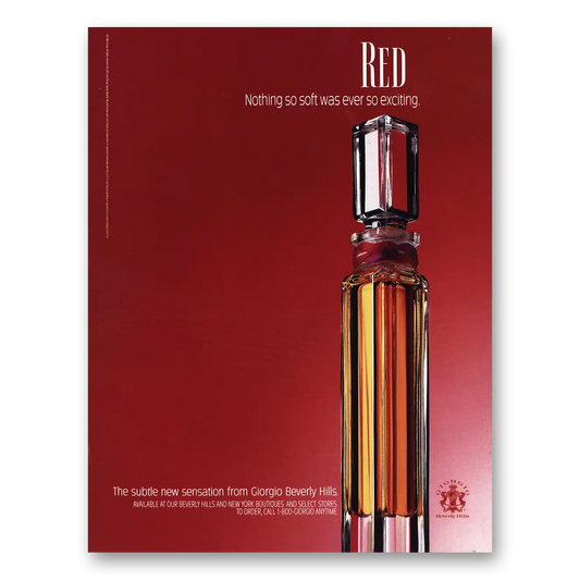 1990 Giorgio Beverly Hills Red Nothing So Soft Was Ever So Exciting Vintage Magazine Print Ad