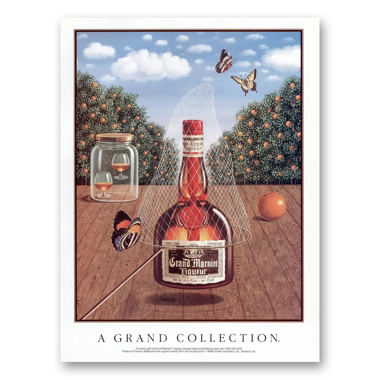 1990 Grand Marnier Grand Collection Butterfly Net Vintage Magazine Print Ad