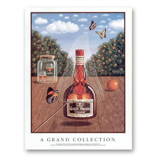 1990 Grand Marnier Grand Collection Butterfly Net Vintage Magazine Print Ad