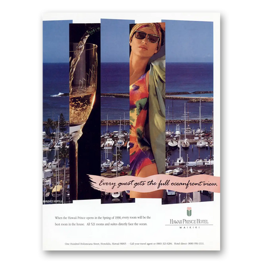 1990 Hawaii Prince Hotels Full Oceanfront View Vintage Magazine Print Ad