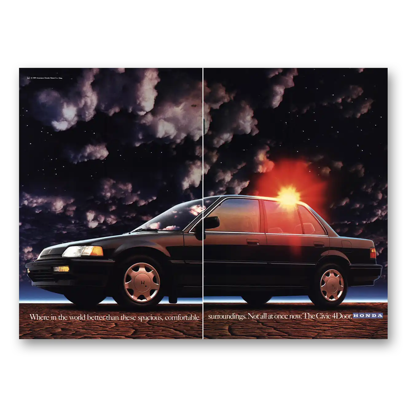 1990 Honda Civic Where In the World Vintage Magazine Print Ad