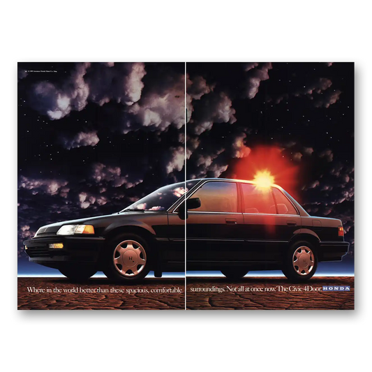 1990 Honda Civic Where In the World Vintage Magazine Print Ad