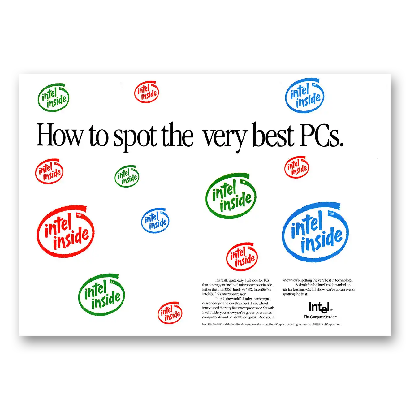 1990 Intel How to Spot the Very Best PCs Vintage Magazine Print Ad