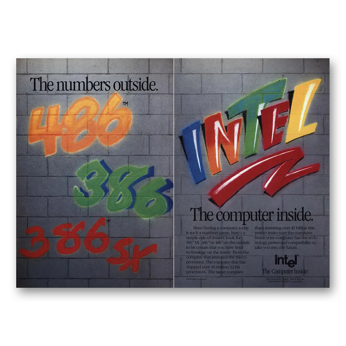 1991 Intel Number Outside The Computer Inside Vintage Magazine Print Ad