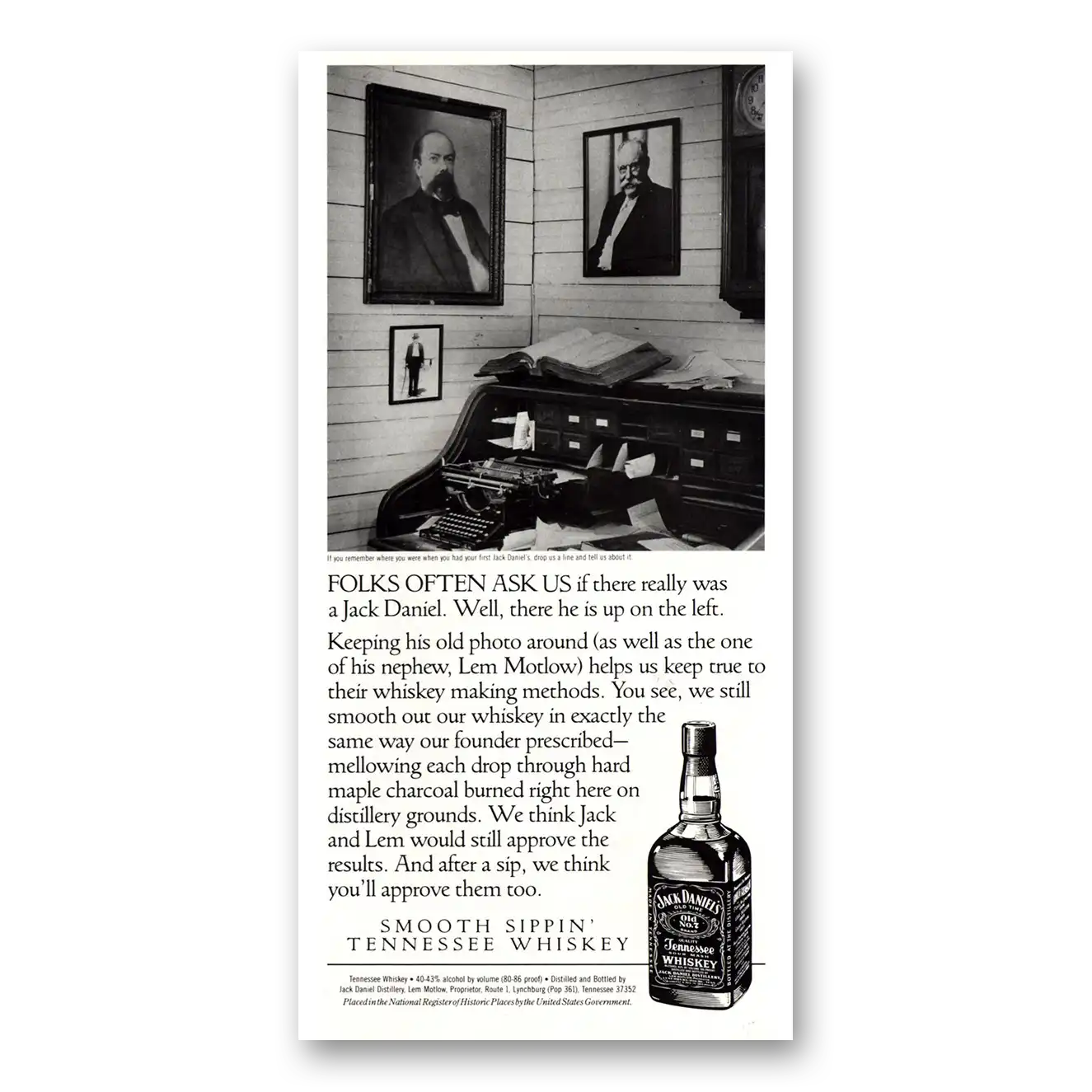 1990 Jack Daniels Folks Often Ask Us Vintage Magazine Print Ad