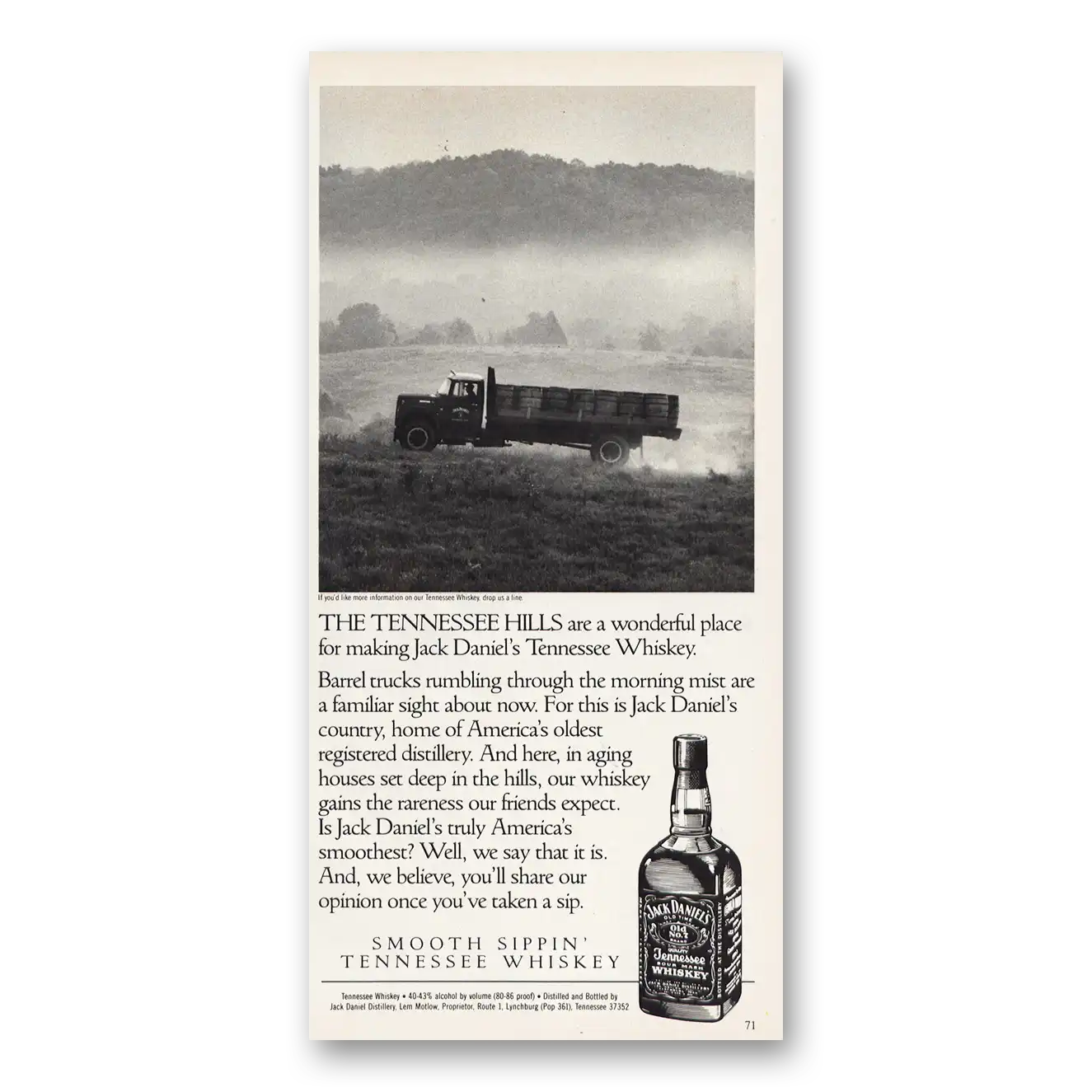 1990 Jack Daniels Tennessee Hills Vintage Magazine Print Ad