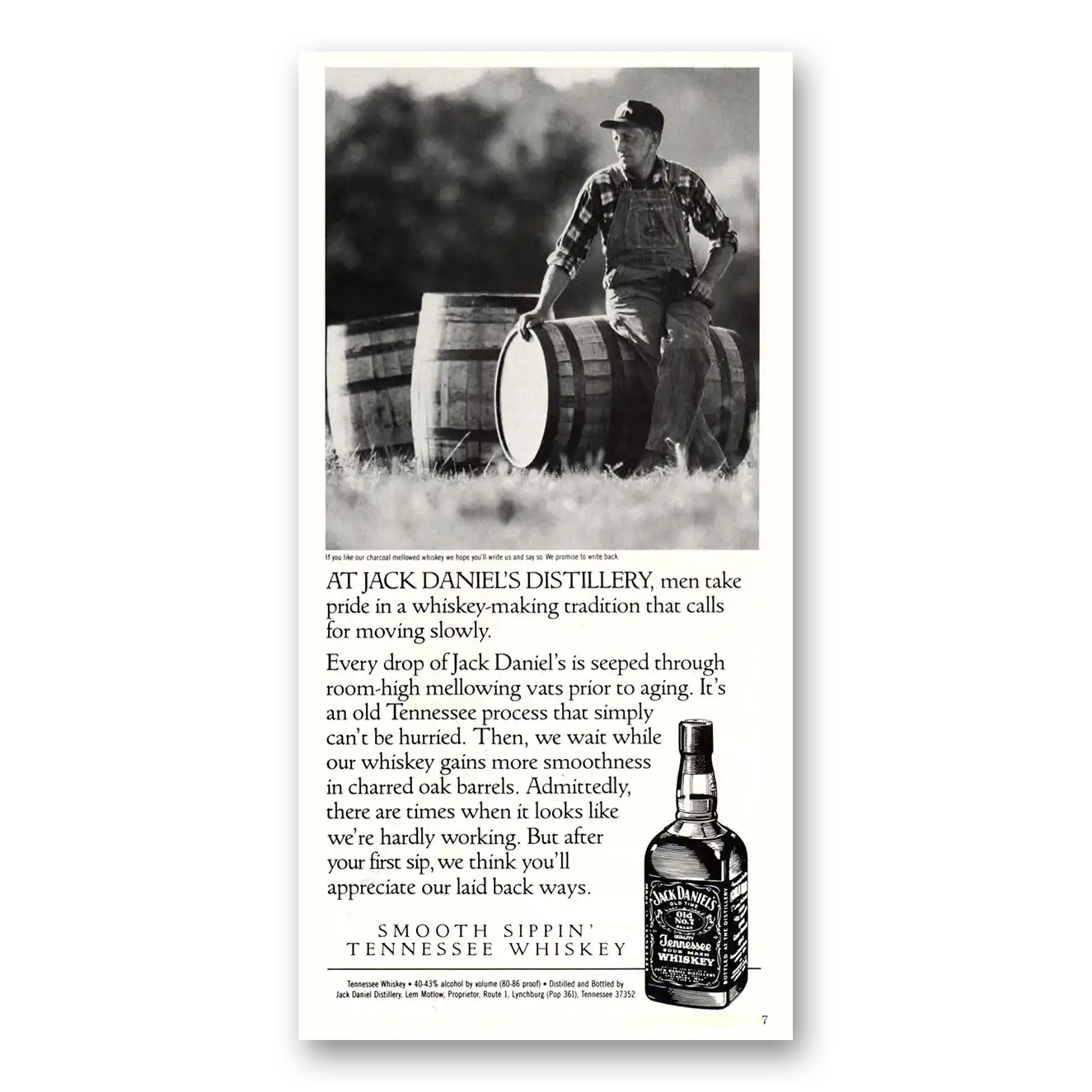 1990 Jack Daniels Men Take Pride In Whiskey Making Tradition Vintage Magazine Print Ad